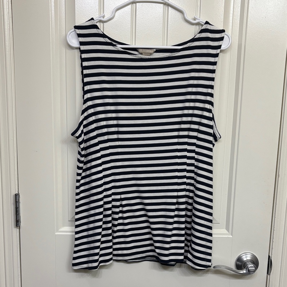 Banana Republic Striped Navy and White Sleeveless Top